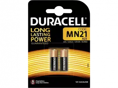 Pilas- Duracell MN21, Alcalinas, 12 V, 2 Unidades (A23 / 23A V23GA LRV08), Negro