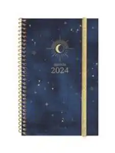 Agenda anual 2024 Finocam A6 Design Collection E5 semana vista horizontal Moon