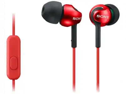 Auriculares de botón - Sony MDR-EX110APR, Con micrófono, 103dB, Especial Android, Jack 3.5mm, Rojo