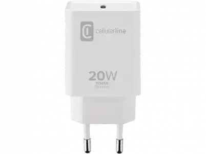 Cargador - CellularLine ACHIPHUSBCPD20WW, Universal, USB-C, 20W, Blanco