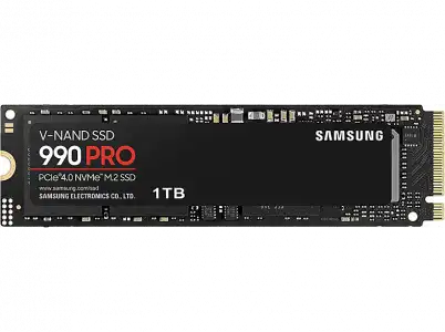 Disco duro SSD Interno 1 TB - Samsung 990 PRO MZ-V9P1T0BW, Interno, PCI Express 4.0, M2, 7450 MB/s, Negro