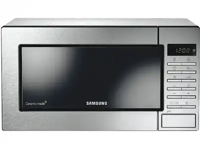 Microondas con grill - Samsung GE 87M-X, 800 W, 6 niveles, Power defrost, 23l, Inox