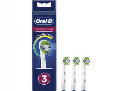 Recambio para cepillo dental - Oral-B, FlossAction, con Tecnología CleanMaximiser, Pack De 3, blanco