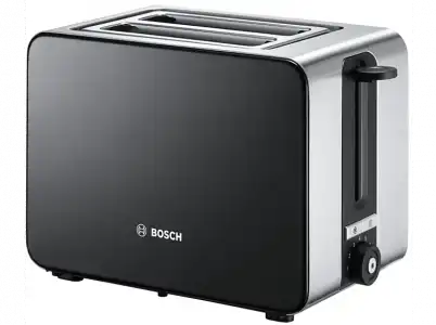 Tostadora - Bosch TAT7203, 1050W, 2 Rebanadas, 6 Posiciones, Descongelación, Negro