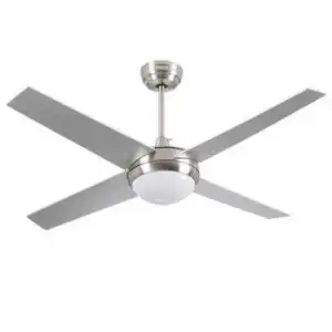 Ventilador De Techo Con Luz Led Silencioso 4 Aspas 56w De Potencia | Modelo Montana Plateado De Orion91 | Ventilador De Techo Con Mando A Distancia Y