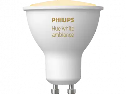 Bombilla inteligente - Philips Hue GU10, Luz Blanca de Cálida a Fría, 3W, Compatible con Alexa y Google Home