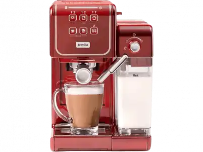 Cafetera express - Breville VCF147X Prima Latte III, 1470 W, 1.4 l, Función 2 tazas, 19 bar, Rojo