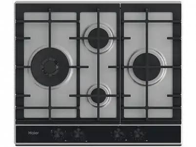 Encimera - Haier Series 4 HAHG6D5XH, Gas, quemadores, 60cm, Rejillas hierro fundido, Preciflame, Inox