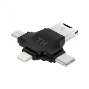 Lector Tarjetas Micro-sd 4 En 1 Usb-c/lightning/micro-usb/usb - Hl107 Negro