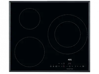 Placa de inducción - AEG IKB6330SFB, 3 zonas, Zona grande 28 cm, Biselada, 60 Negro