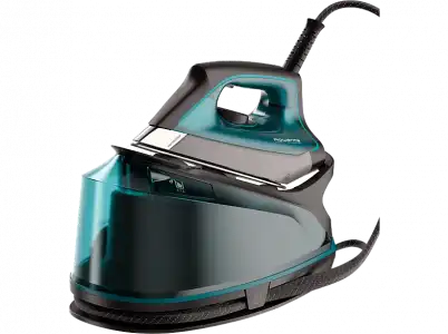 Centro de planchado - Rowenta DG7623 Compact Steam Pro, 2200 W, 6.3 bar, 325 g/min, 1.1 L, Suela Microsteam 400 HD Láser, Vapor vertical, Negro/Azul