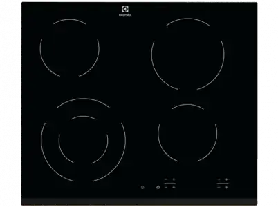 Placa vitrocerámica - Electrolux EHF6241FOK, 4 zonas, Zona grande 21 cm, Biselada, 60 Negro