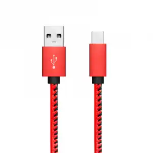 Unotec Style Cable USB-C Cuero Trenzado Rojo 1m