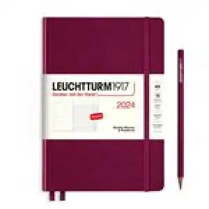 Agenda anual 2024 Leuchtturm 1917 A5 semana vista tapa dura + notas Port Red