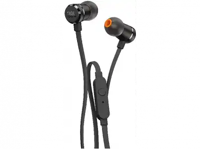 Auriculares de botón - JBL T290, De boton, Con cable, Micrófono, Control remoto, Negro