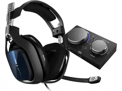 Auriculares gaming - Astro A40 TR, De diadema, Con cable, Cancelacion Activa de ruido, Para PS4 / PC, Negro y Azul+ MixAmp Pro TR