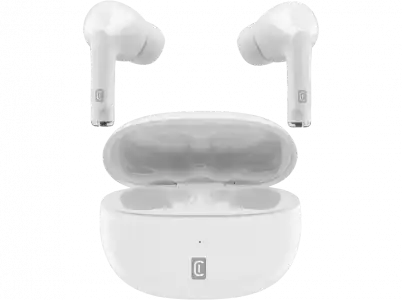 Auriculares True Wireless - CellularLine BTFLICKTWSW, De botón, Bluetooth 5.0, 5 h, Blanco + Estuche de carga