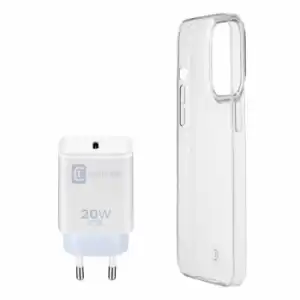 Cellularline Starter Kit Cargador Y Funda Blanca Transparente Para Iphone 14 Pro A2890