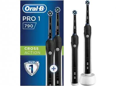 Cepillo eléctrico - Oral-B Pro 1 790, Recargable Con Tecnología De Braun, Pack Doble Mangos con 2 Cabezales Recambio