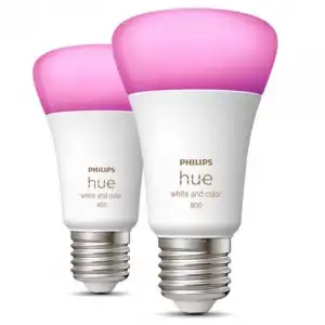 Philips Hue White Ambiance Pack 2 Bombillas LED Inteligentes 6.5W E27 RGB