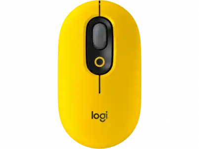 Ratón inalámbrico - Logitech POP, 4000 ppp, Óptico, Ambidiestro, Tecnología SilentTouch, SmartWheel, Multidispositivo, Multisistema, Amarillo