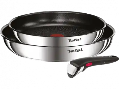 Set de sartenes - Tefal Ingenio Emotion 8973S45, 22 y 26 cm, Mango Extraíble, Revestimiento Titanio Antiadherente, Tecnol. Thermo-Signal™, Acero Inox