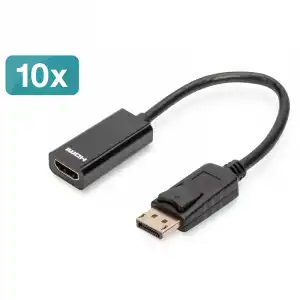 Digitus Adaptador DisplayPort a HDMI Negro x10 Unidades