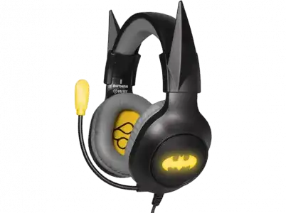 Auriculares gaming - FR-TEC DC Batman, Diadema, Micrófono, Luz LED, Multiplataforma, Negro