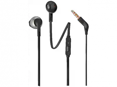 Auriculares- JBL T205BLK, De botón, Con cable, Pure Bass, Micrófono, Jack 3.5 mm, Negro