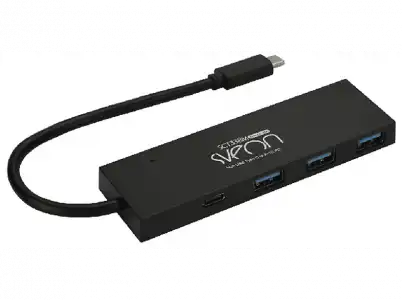 Hub - SVEON SCT338, 4 puertos USB, Negro