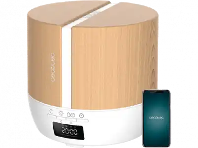 Humidificador - Cecotec PureAroma 550 Connected White Woody, 0.5 l, 30 m², 25 ml/h, Temporizador, Marrón