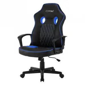 ML-Design Silla Gaming con Función Balancín Asiento Ancho Imitación Cuero Negro/Azul