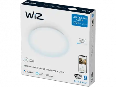 Lámpara inteligente - WiZ Adria 17W 1700lm, Plug & Play, Blanca fría, WiFi, Control voz, Tecnología SpaceSense