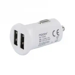 Mooov Cargador de Coche 2x USB 2.4A Blanco