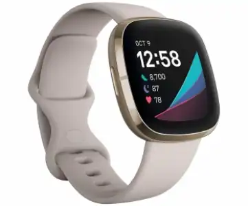 Smartwatch - Fitbit Sense, Blanco Marfil, Métricas de Salud exclusivas, + 6 días batería