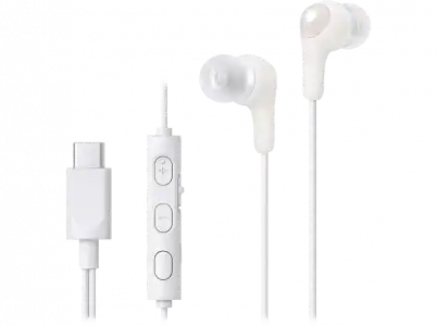 Auriculares de botón - JVC HA-FR9UC, 3 botones, Cable 1.2 m, USB-C, Micrófono integrado, Blanco