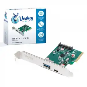 Donkey Pc Tarjeta de Expansión PCIe 1xUSB 3.1 + 1xUSB-C 3.1