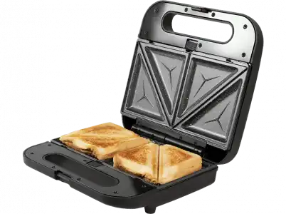 Sandwichera - Cecotec Rock'n Toast 1000 3 en 1, 800 W, 2 sandwiches, Acero inoxidable, placas intercambiables, Rockstone, Black