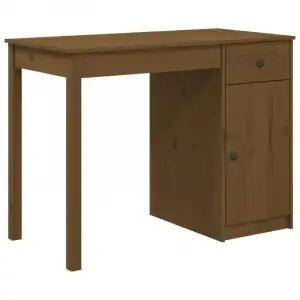 Vidaxl Escritorio De Madera Maciza De Pino Marrón Miel 100x50x75 Cm