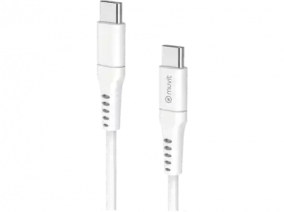 Cable - Muvit for Change, De USB-C a USB-C, 3A, 0.2 m, Blanco