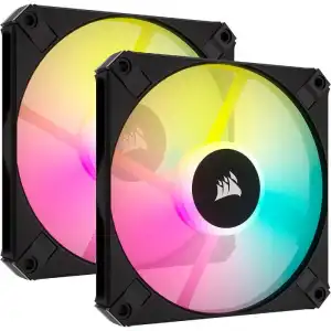 Corsair AF120 RGB Slim Kit de 2 Ventiladores con Rodamiento Dinámico de Fluidos PWM 120 mm Negro