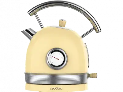 Hervidor de agua - Cecotec Thermosense 420 Vintage Light Yellow, 2200 W, 1.8 l, Base 360º, Acero inoxidable, Yellow