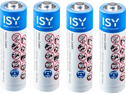 Pilas AA - ISY IBA-2004, Alcalina, LR06 1.5V, 4 unidades, Blanco y Azul