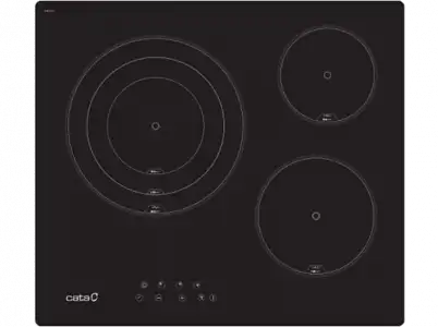 Placa vitrocerámica - Cata TT 6003, 3 zonas, Zona grande 28 cm, Control táctil, 56 Negro