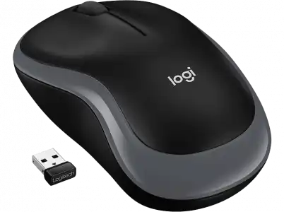 Ratón inalámbrico - Logitech M185, Nano receptor, 1000 ppp, Función scroll, 2,4GHz, Negro y Gris