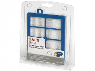 Recambio de filtros - AEG AFS1W, Para aspiradoras trineo AEG, Hepa, Filtro Allergy Plus, Azul