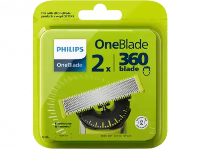 Recambio para afeitadora - Philips QP420/50, 2 Cuchillas, Con todos los modelos OneBlade*, Negro