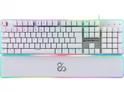 Teclado gaming - Newskill Gungnyr Pro, USB, Retroiluminación RGB, Blanco