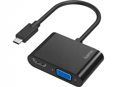 Adaptador - Hama 002003130000, USB-C, HDMI, VGA, 4K, Negro