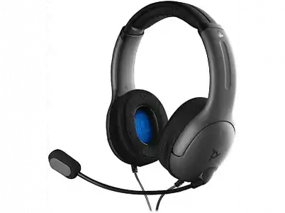 Auriculares gaming - PDP Gaming LVL40, Para PS4, De diadema, Con cable, Micrófono, Cancelación de ruido, Gris